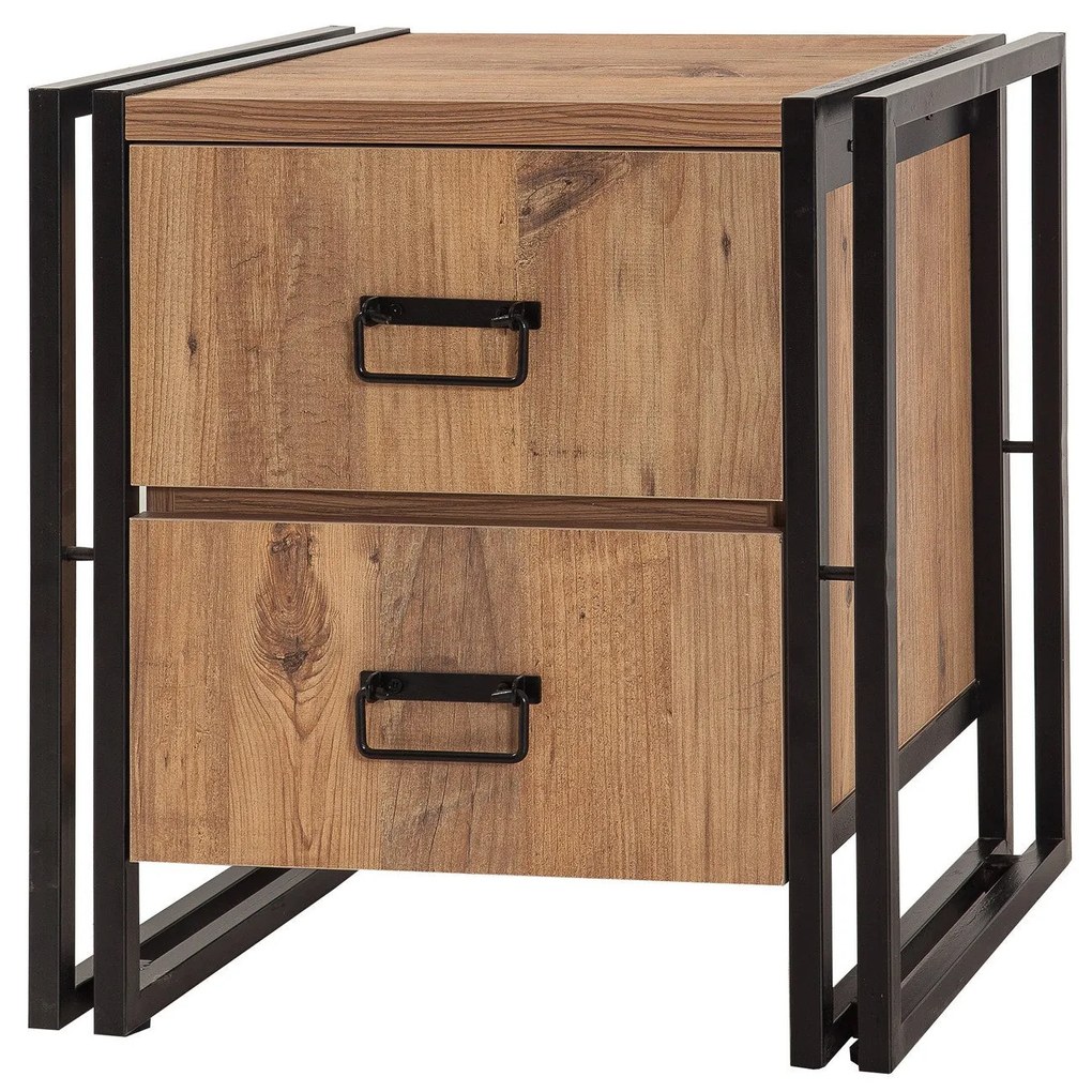 Mesa de Cabeceira Cosmo – Pinho Atlântico Preto – 52x55x40 cm