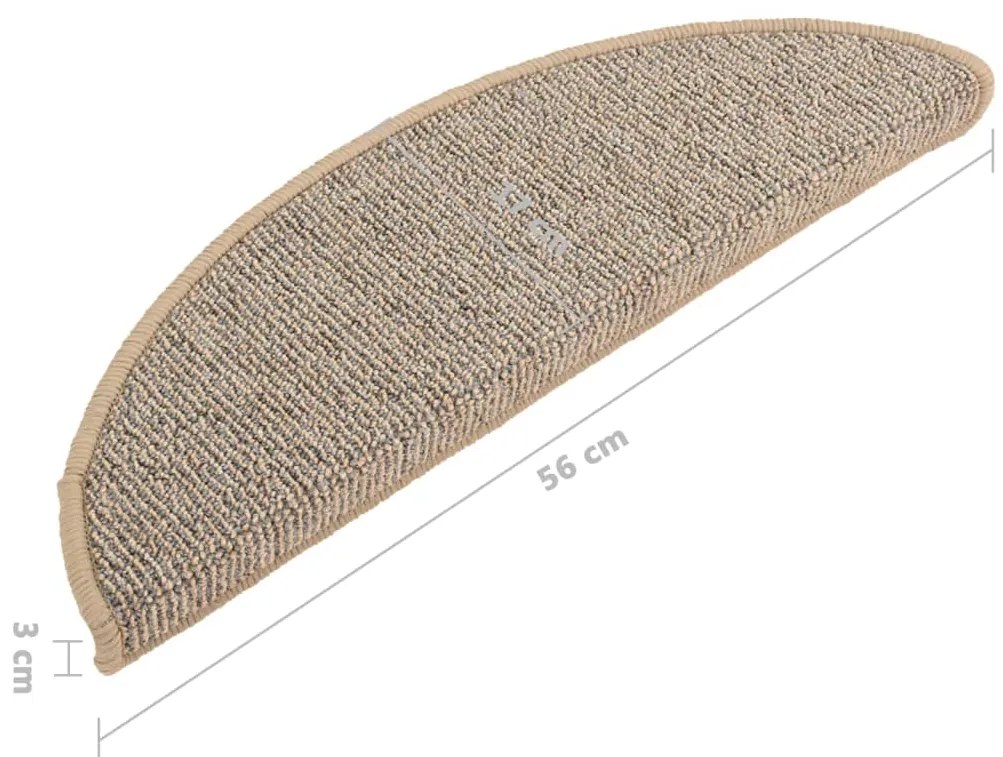 Tapete/carpete para degraus 15 pcs 56x17x3 cm castanho