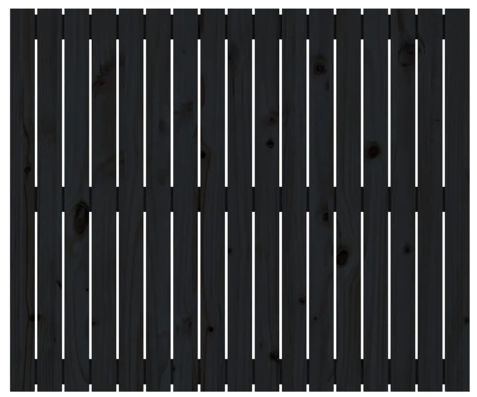 Cabeceira de parede 108x3x90 cm madeira de pinho maciça preto