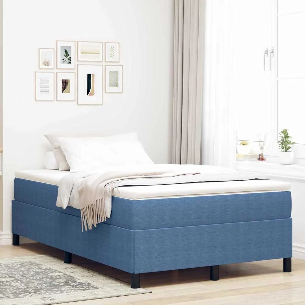 vidaXL Cama Box Azul 120 x 200 cm Veludo