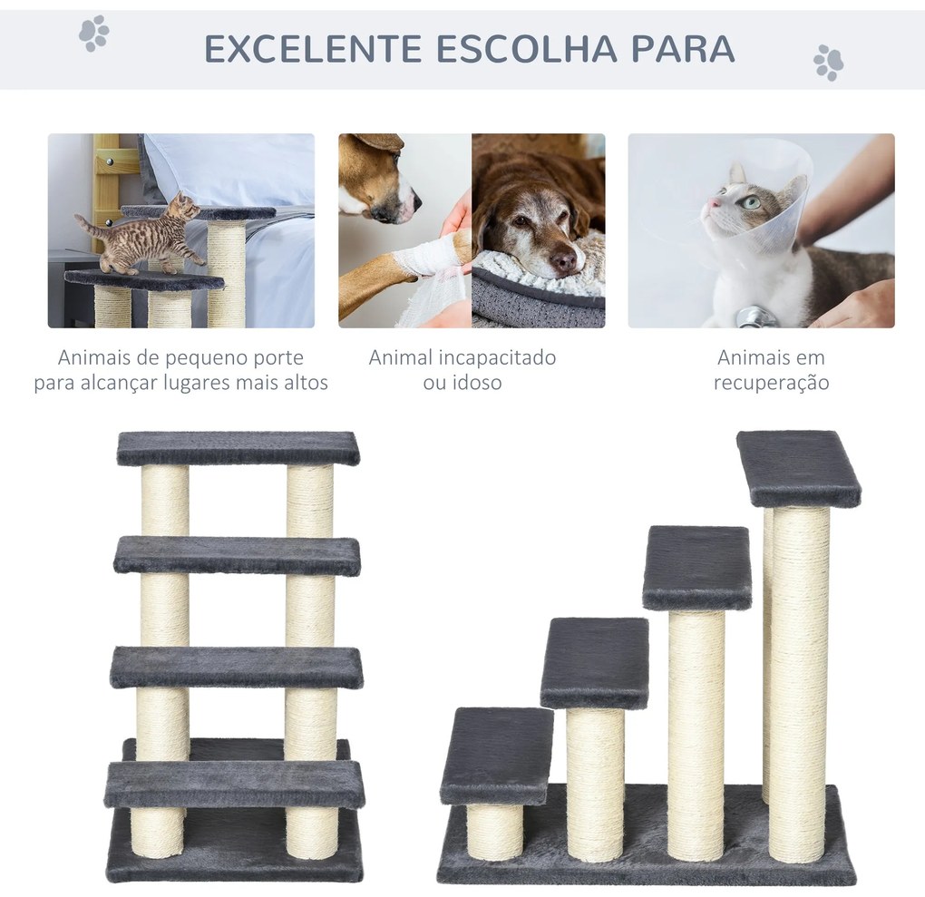 PawHut Escada para animais de estimação escada para gatos cães cobertu