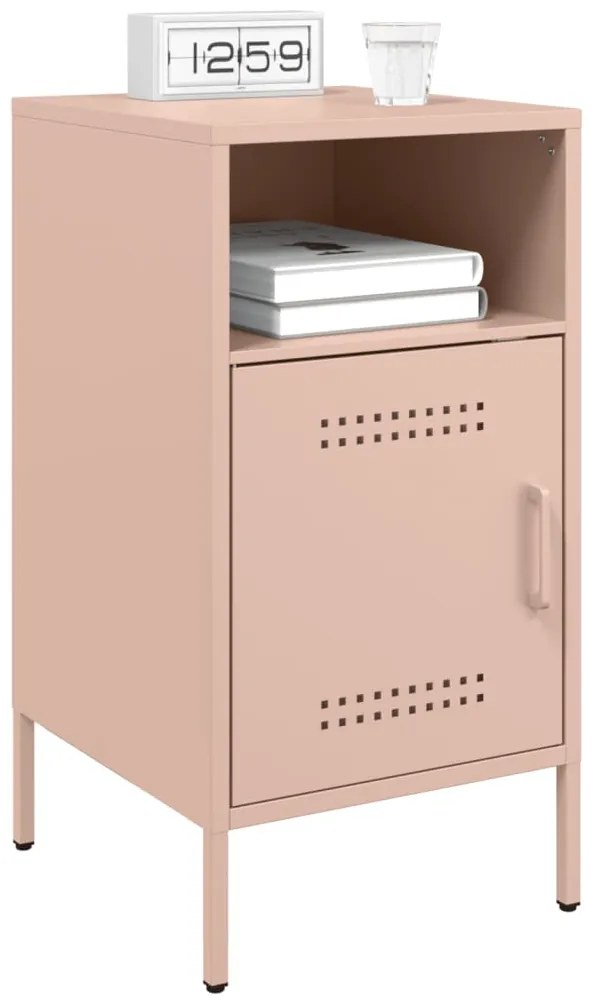 Mesas de cabeceira 2 pcs 36x39x68 cm aço rosa