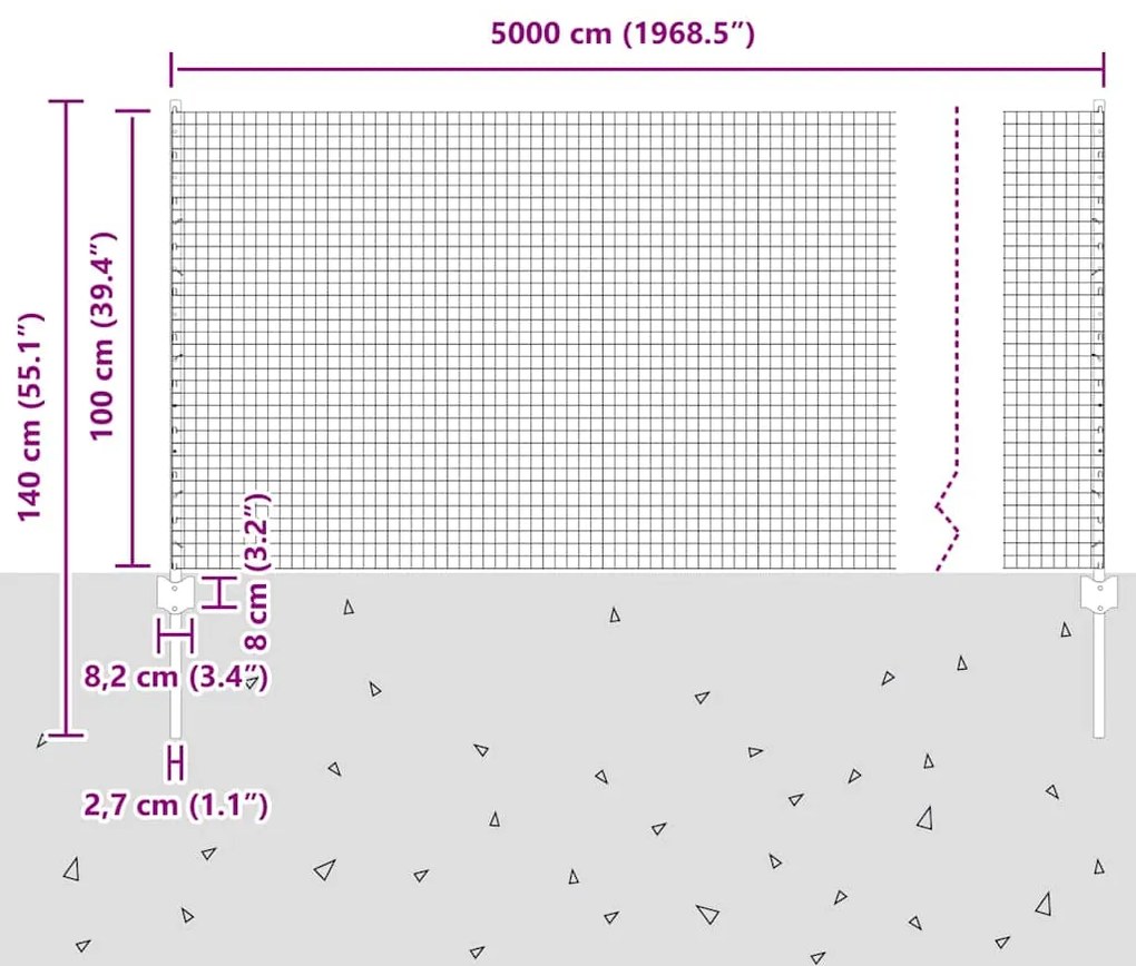 Cerca de Arame Soldado com 22 Postes em Verde 1x50 m de Aço
