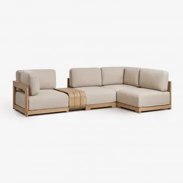 Sofá Modular De Canto Para Jardim De 4 Peças E Mesa Auxiliar Em Madeira De Acácia Brivori Marrom Acácia Claro - Sklum