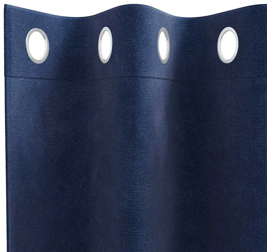 Cortinas Blackout vidaXL com Ilhós 2 pcs Veludo Azul Escuro