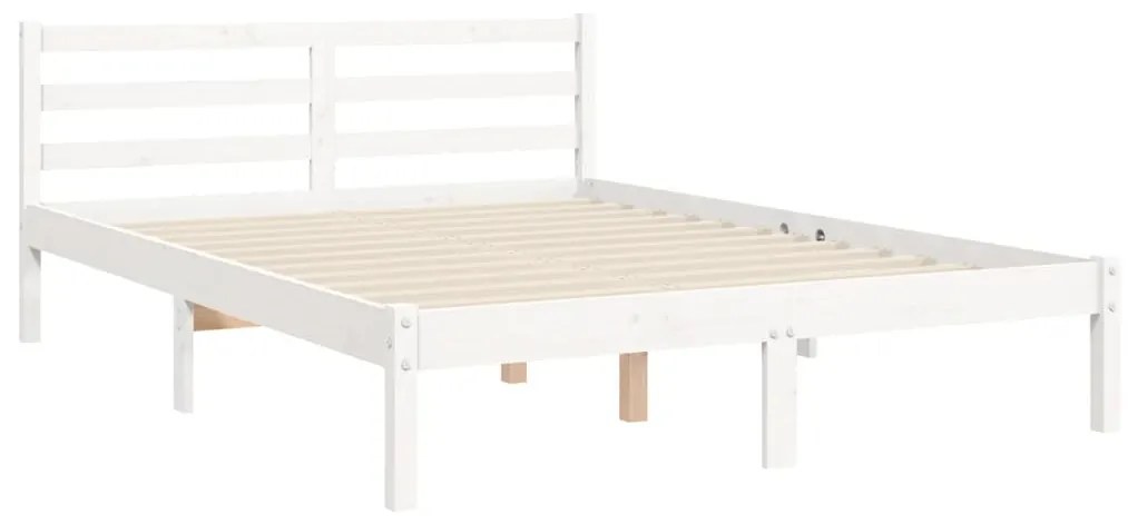 Estrutura de cama com cabeceira 120x200cm madeira maciça branco