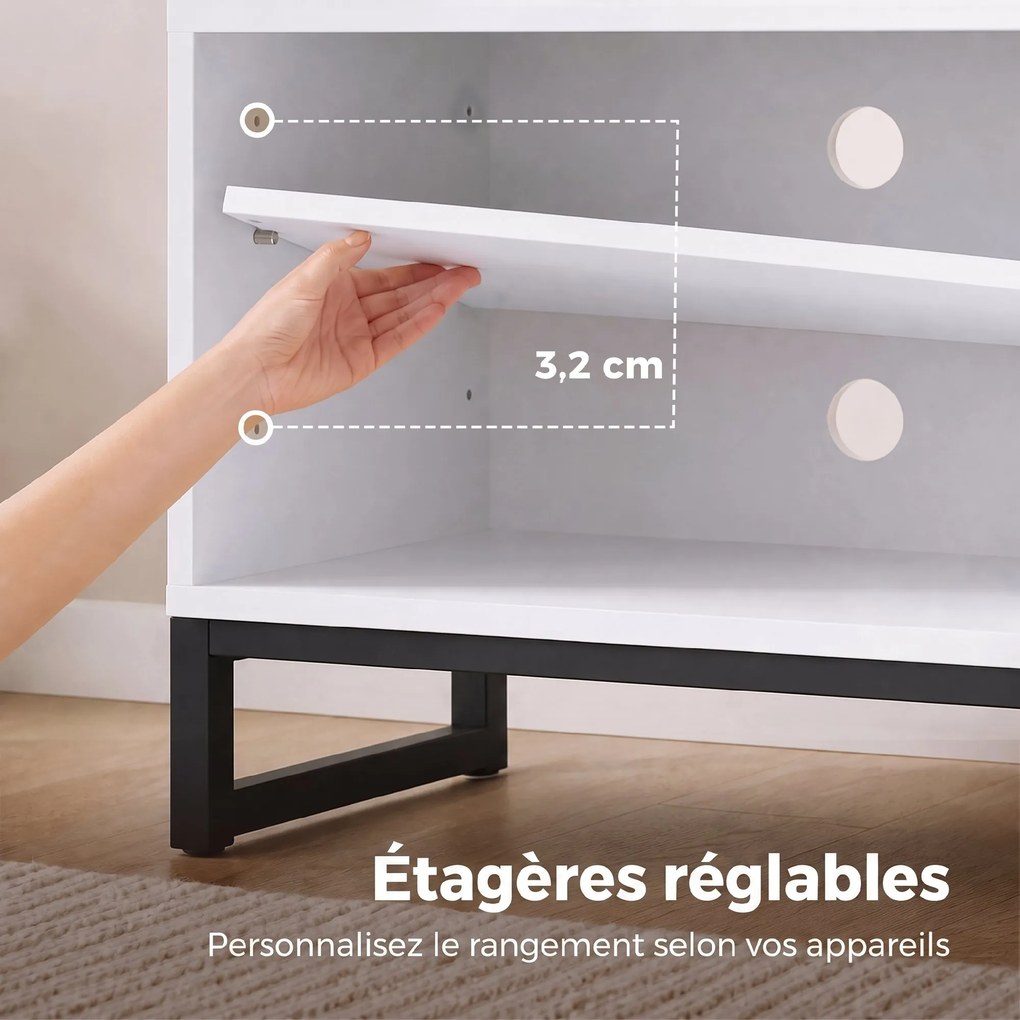 Móvel de TV, 140 x 36,5 x 50 cm, Para Televisor até 55 Polegadas, Branco