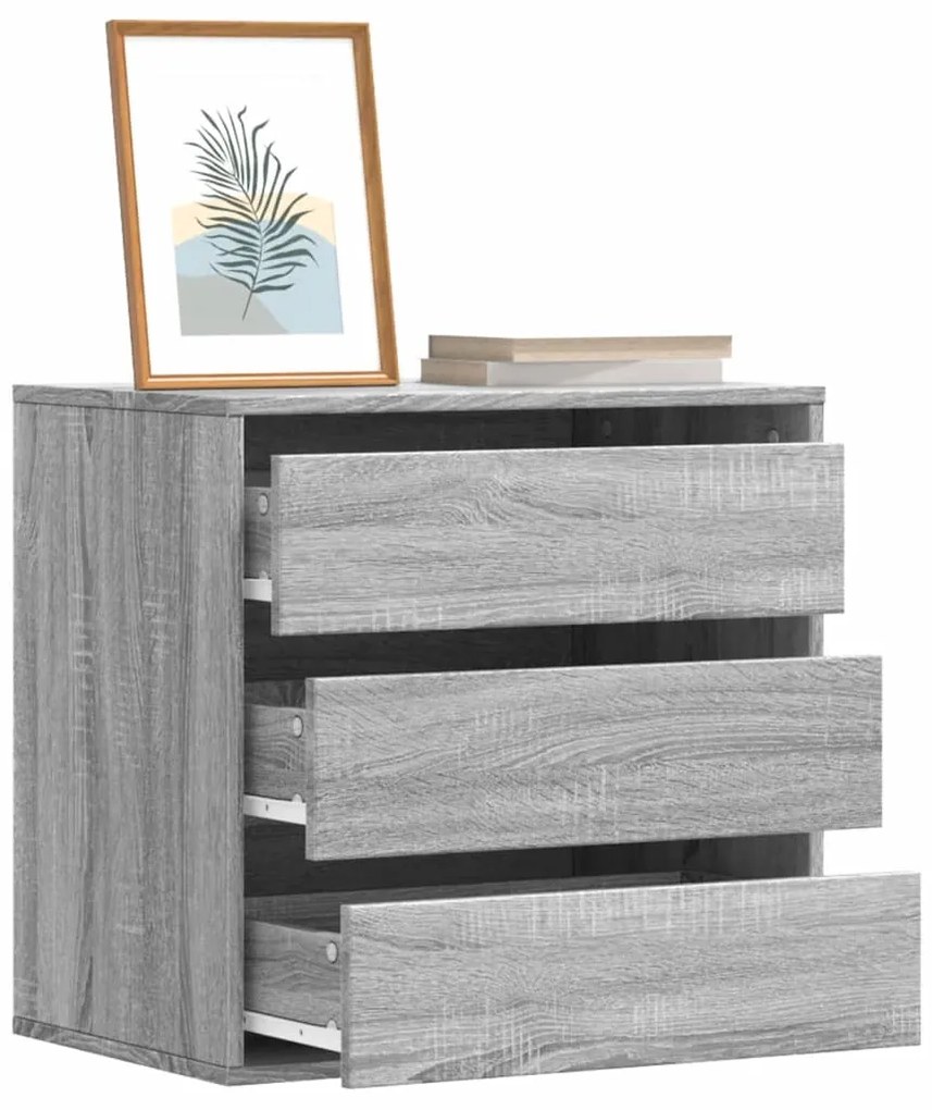 Cómoda com 3 Gavetas - 60x41x58 cm - derivados de madeira - cinzento s
