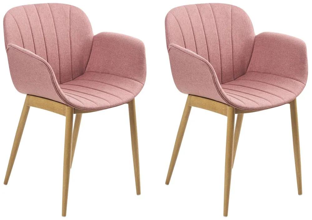 Conjunto de 2 cadeiras de jantar em tecido rosa ALICE Beliani
