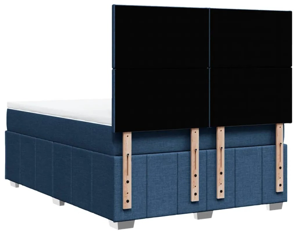Cama com molas/colchão 140x200 cm tecido azul