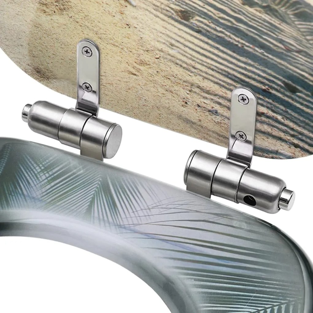 Assentos sanita com tampas fecho suave 2 pcs MDF design praia