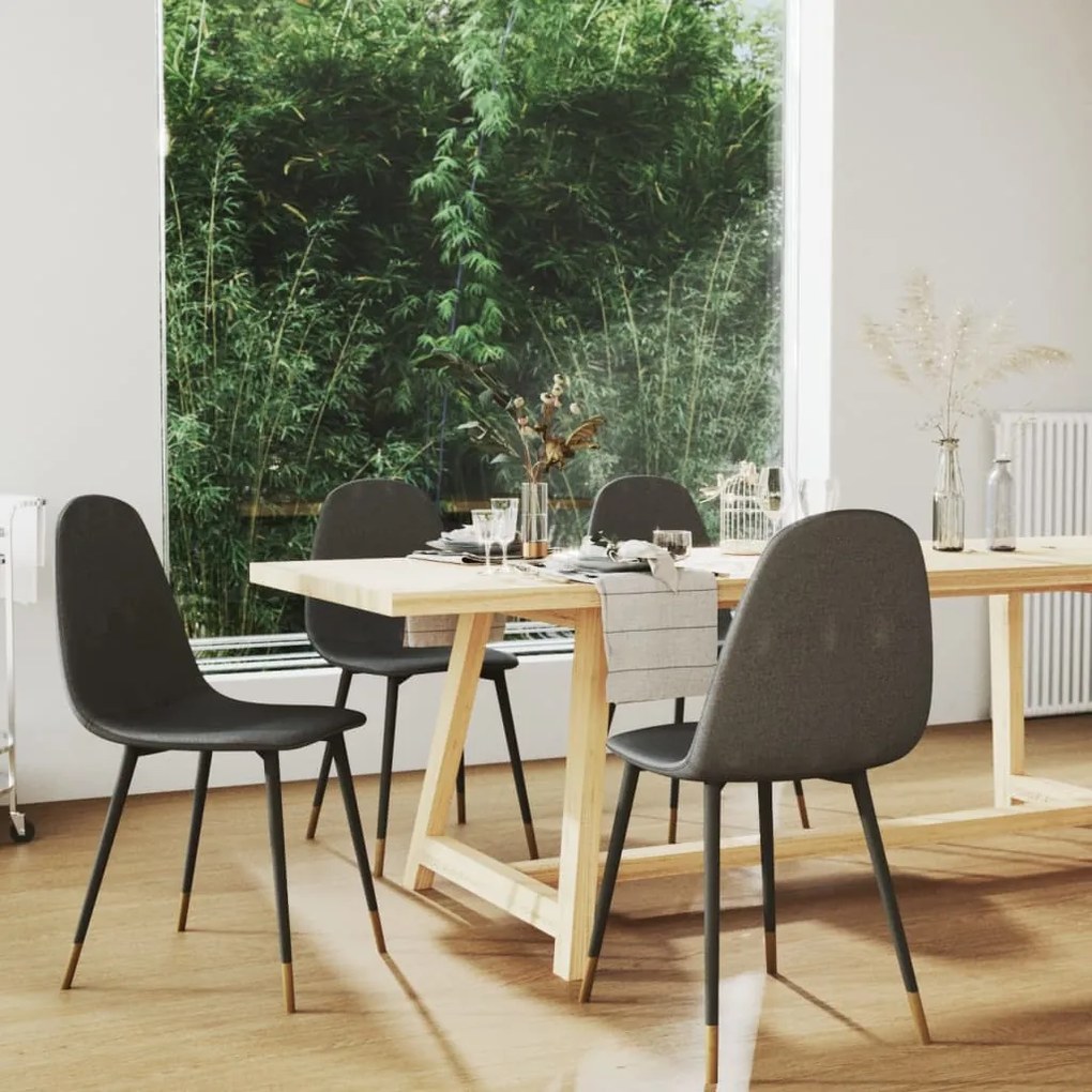 vidaXL Cadeiras de jantar 4 pcs tecido cinzento-escuro