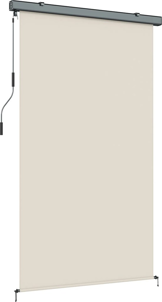 Toldo vertical enrolável para exterior  250 x 160 cm para exterior com manivela e caixa em alumínio, creme