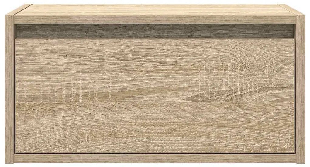 Mesa de cabeceira de parede com luzes LED carvalho sonoma