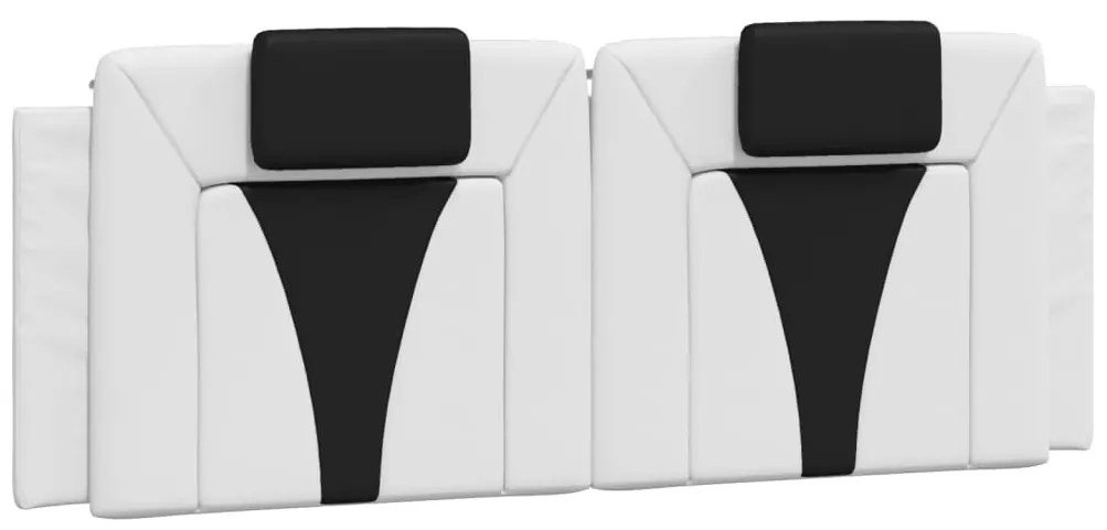 Estrutura cama c/ luzes LED 140x200cm couro artif. branco/preto