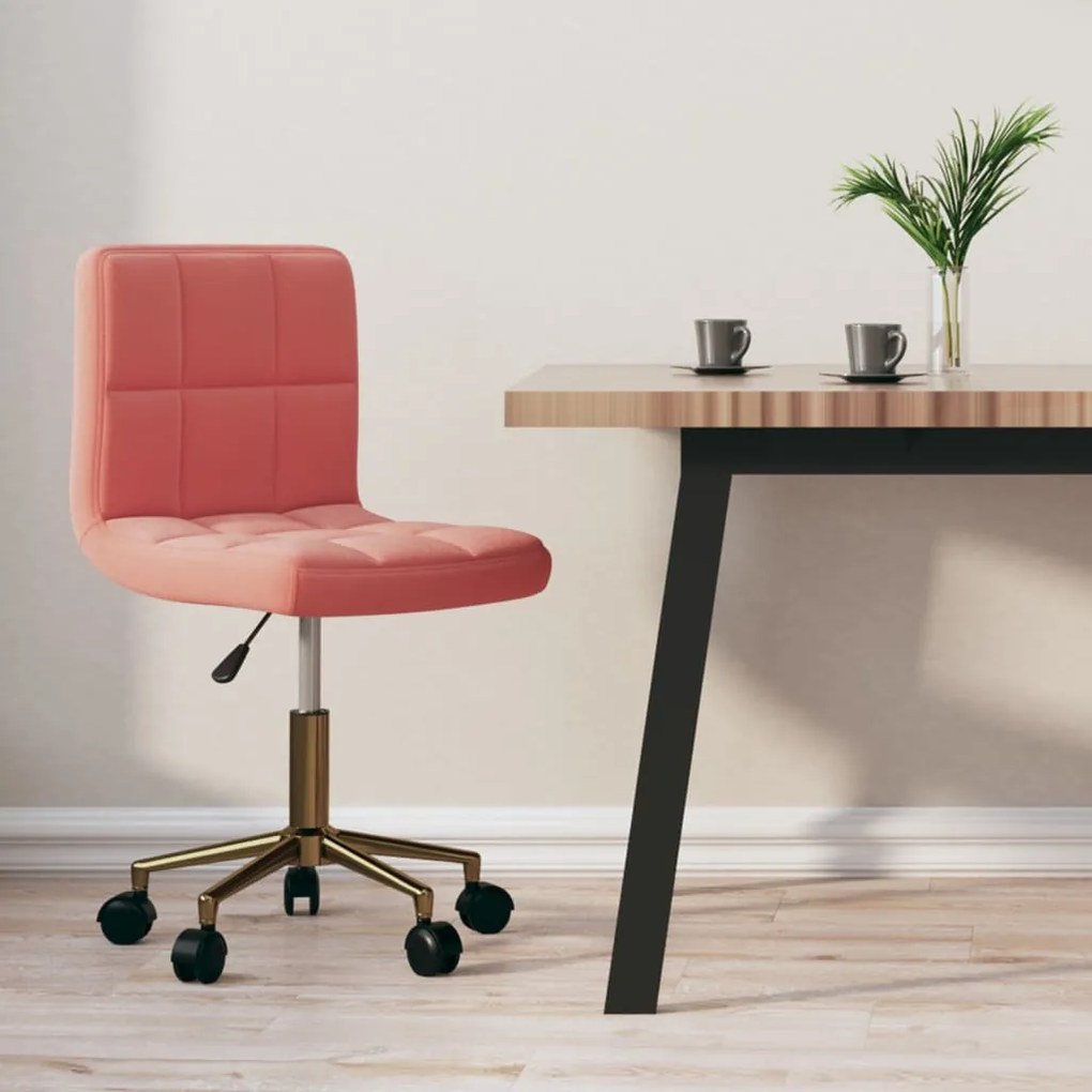 vidaXL Cadeira de jantar giratória veludo rosa
