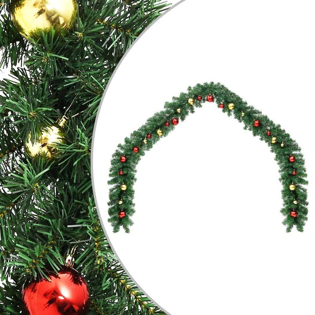 Grinalda de Natal decorada com enfeites 5 m