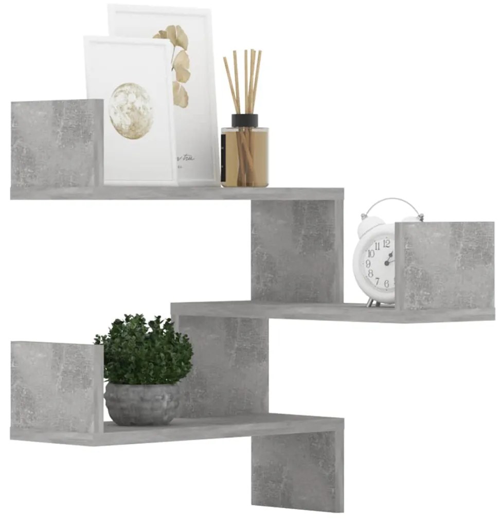 Estantes canto p/ parede 2pcs deriv. madeira cinza cimento