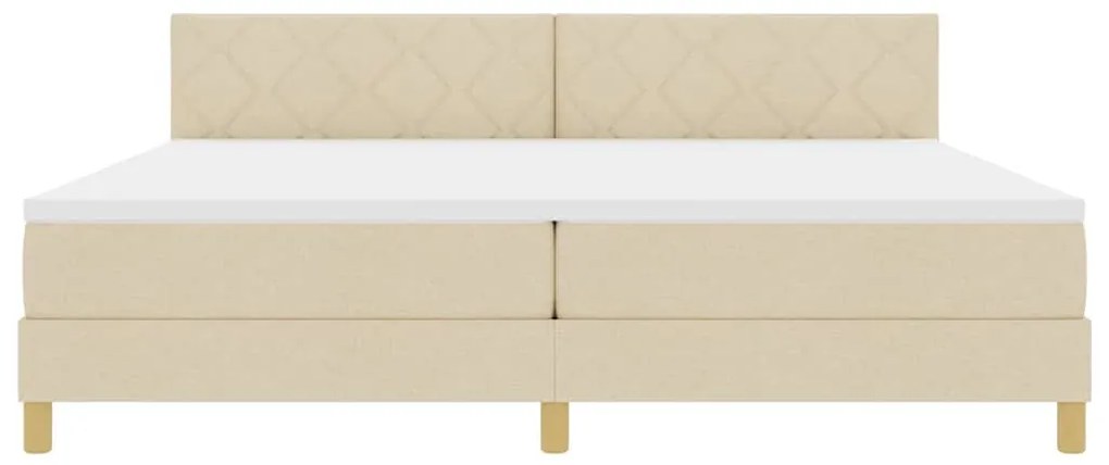 Cama Box Spring com Colchão e LED Creme 200x200 cm Tecido