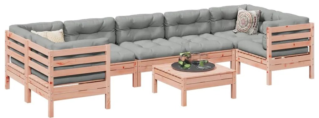 vidaXL 8 pcs conj. sofás jardim c/ almofadões madeira abeto-de-douglas
