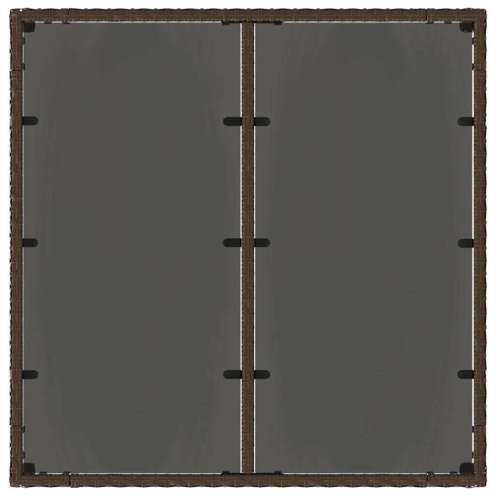 Mesa de jardim com tampo de vidro 90x90x75 cm vime PE castanho