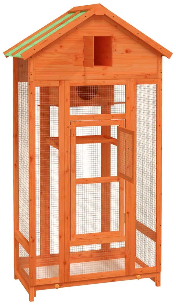 Gaiola para pássaros 91,5x53x170 cm pinho maciço castanho