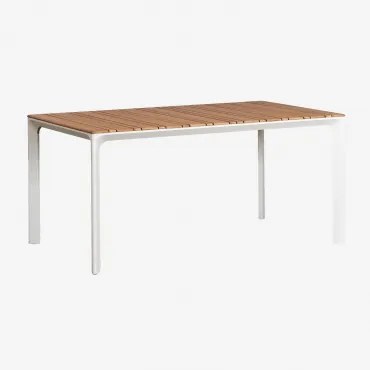 Mesa De Jardim Retangular 160x90 Cm Em Alumínio E Madeira De Teca Katiana Branco - Sklum