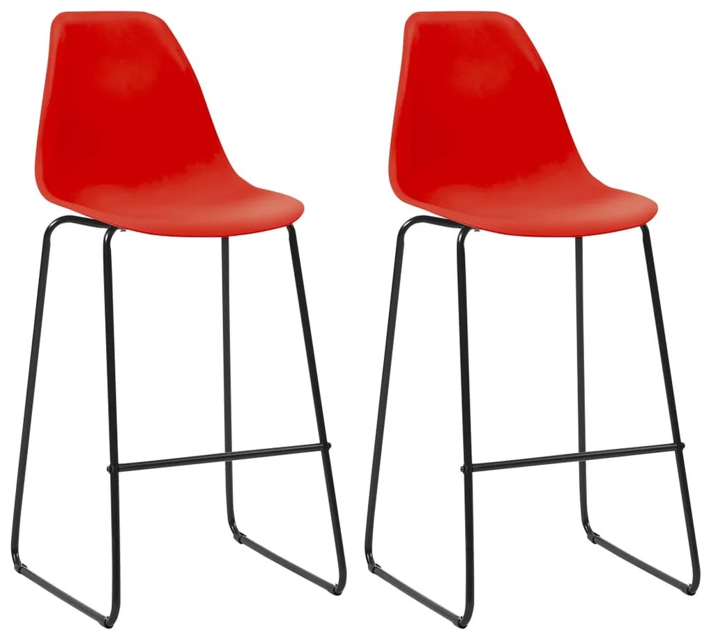 vidaXL Cadeiras de bar 2 pcs plástico vermelho