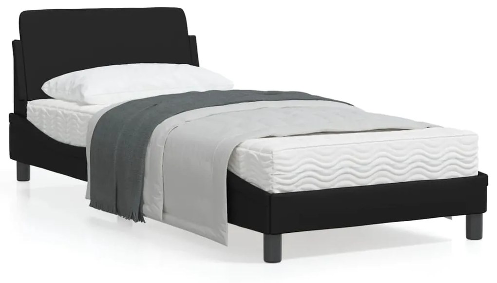 vidaXL Estrutura de cama c/ cabeceira couro artificial 80x200 cm preto