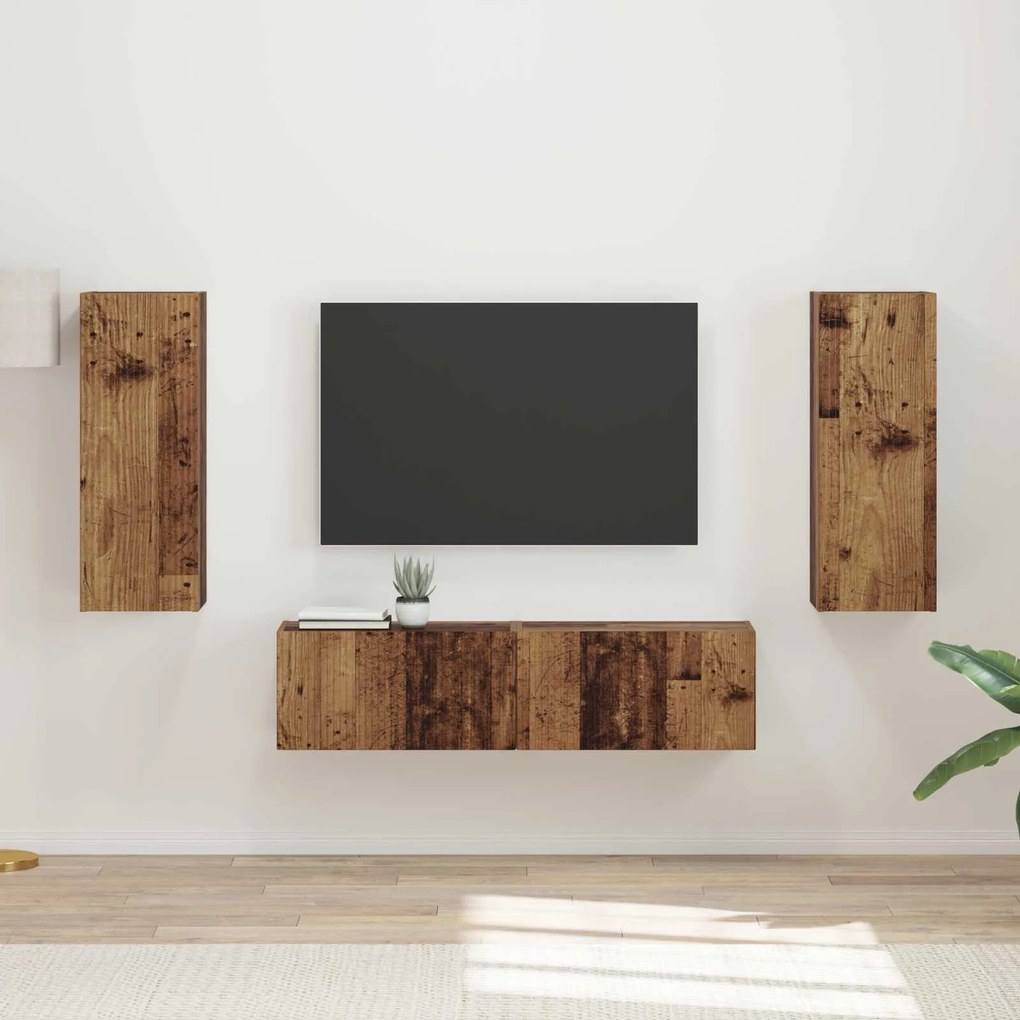 vidaXL Conjunto de móvel de TV 2 pcs Madeira antiga Madeira processada