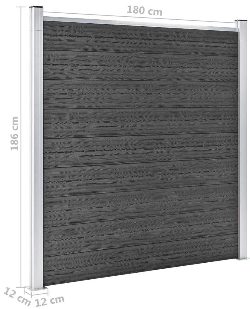 Conjunto de painel de vedação WPC 699x186 cm preto