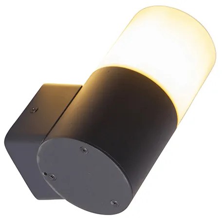 Candeeiro de parede exterior moderno preto com cúpula opala IP44 - Odense Moderno