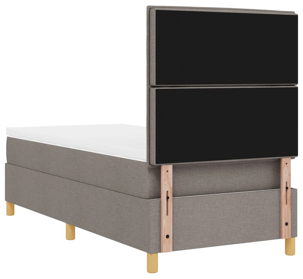 Cama com Boxspring e colchão taupe 90x200 cm de tecido