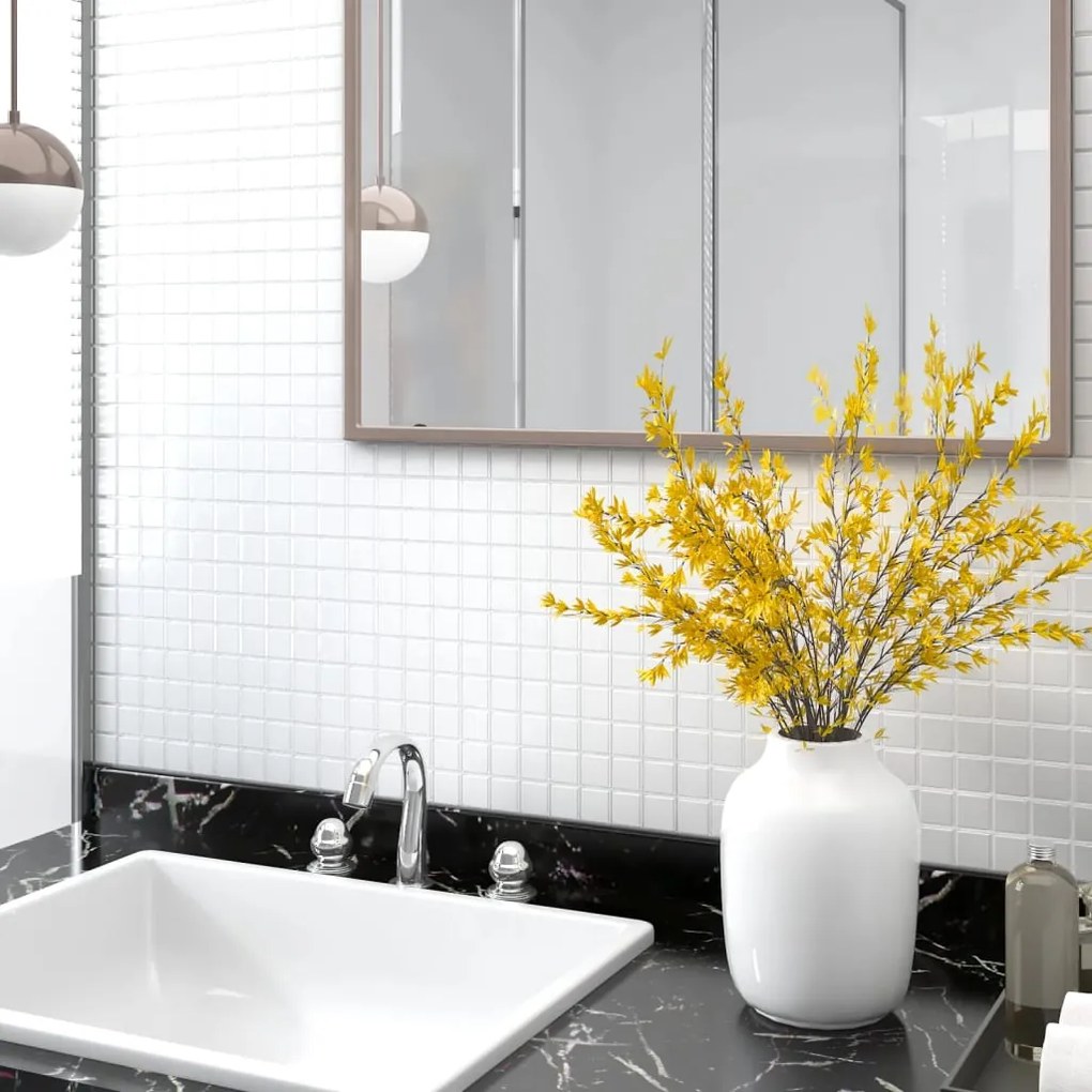 327311 vidaXL Ladrilhos de mosaico 11 pcs 30x30 cm vidro branco