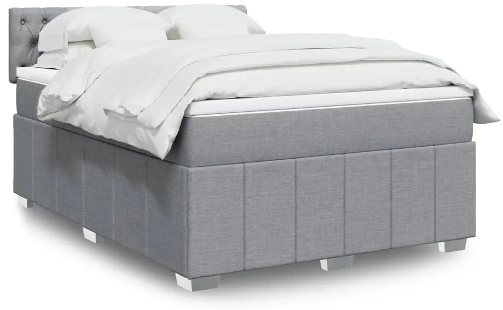 vidaXL Cama com molas/colchão 140x190 cm tecido cinzento-claro