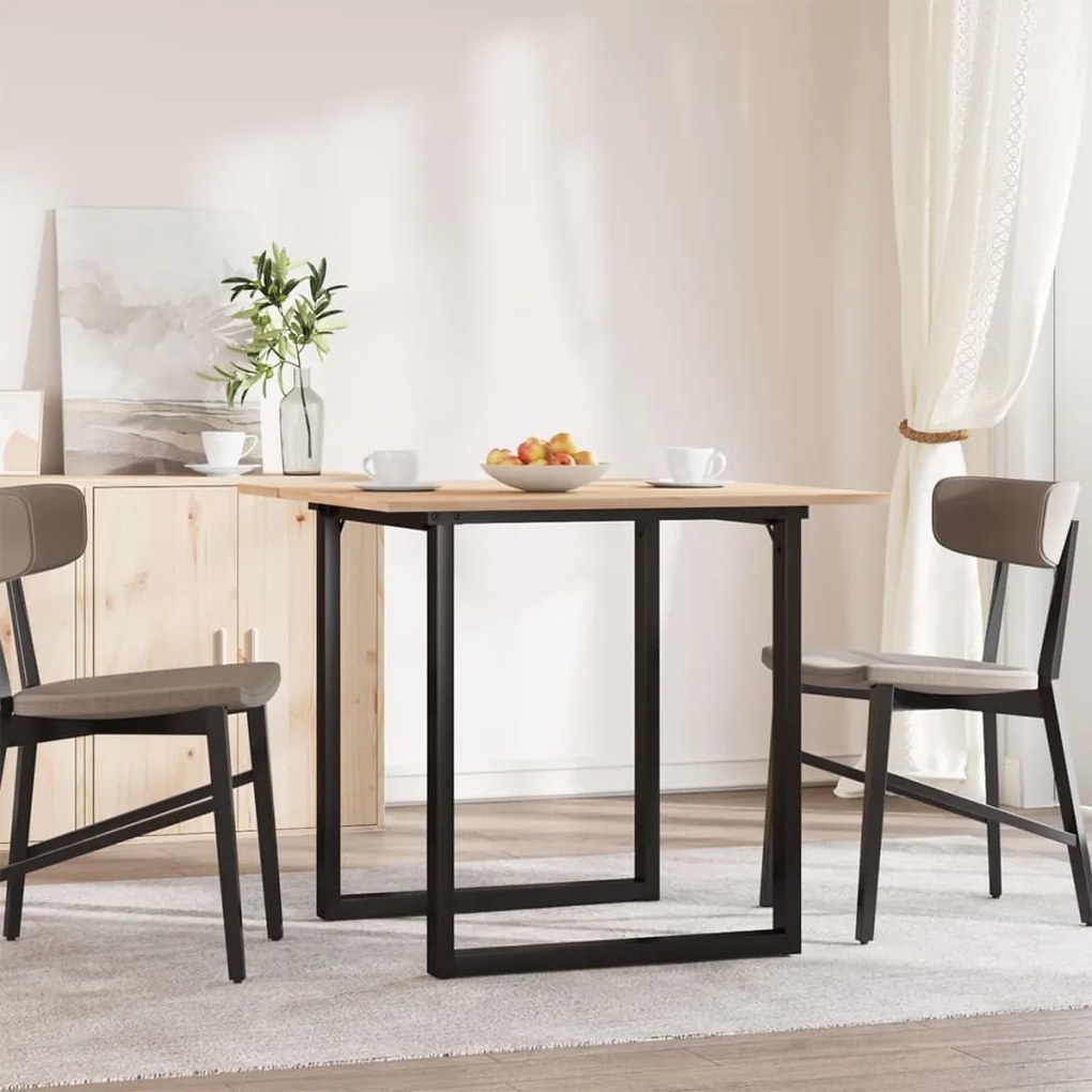 Mesa de jantar estrutura em O 80x80x75 cm pinho e aço