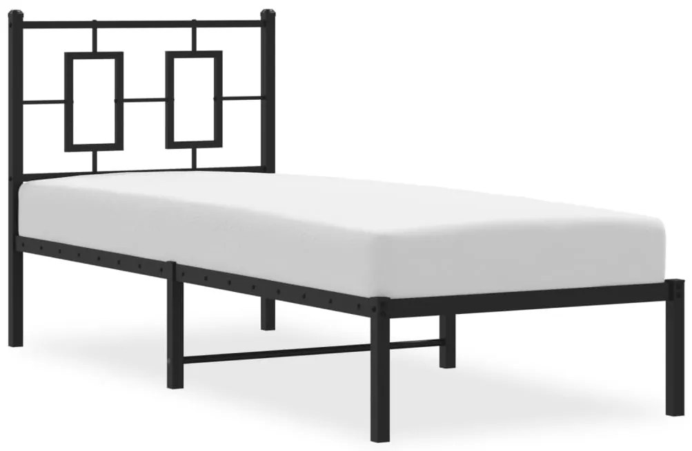 Estrutura de cama metal s/ colchão c/ cabeceira 75x190 cm preto