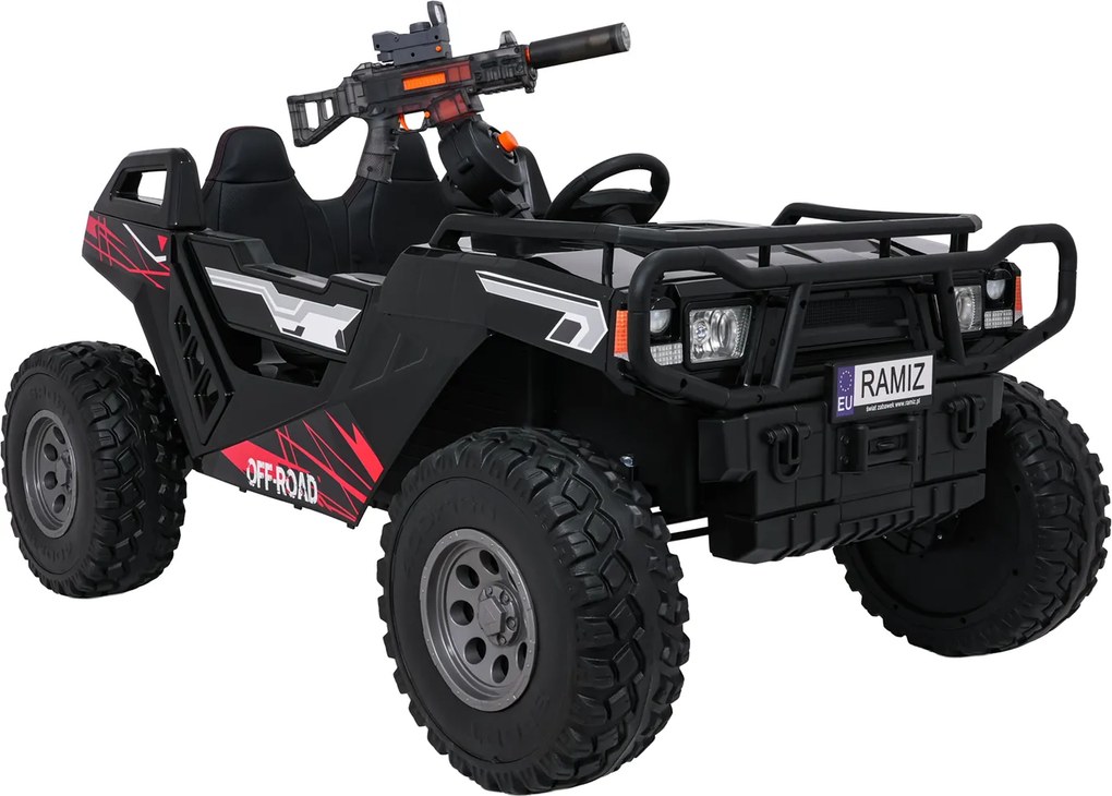 Buggy elétrico para Crianças 3 a 9 anos 24V, 2 lugares Rodas de espuma EVA, PROSPECTOR 4x4 STRONG Preto