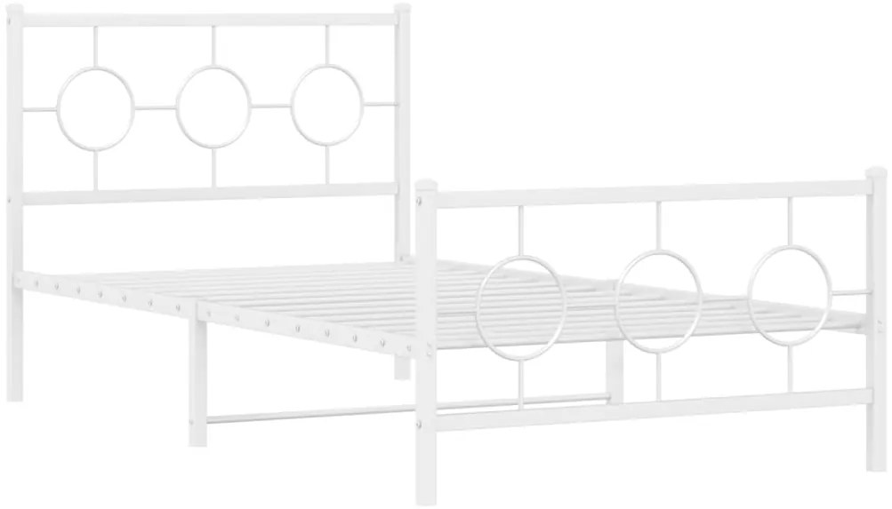 Estrutura de cama com cabeceira e pés 100x200 cm metal branco