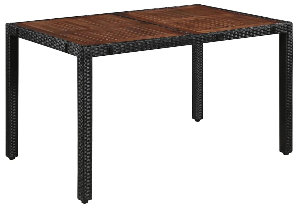 7 pcs conjunto jantar exterior vime PE e madeira acácia preto
