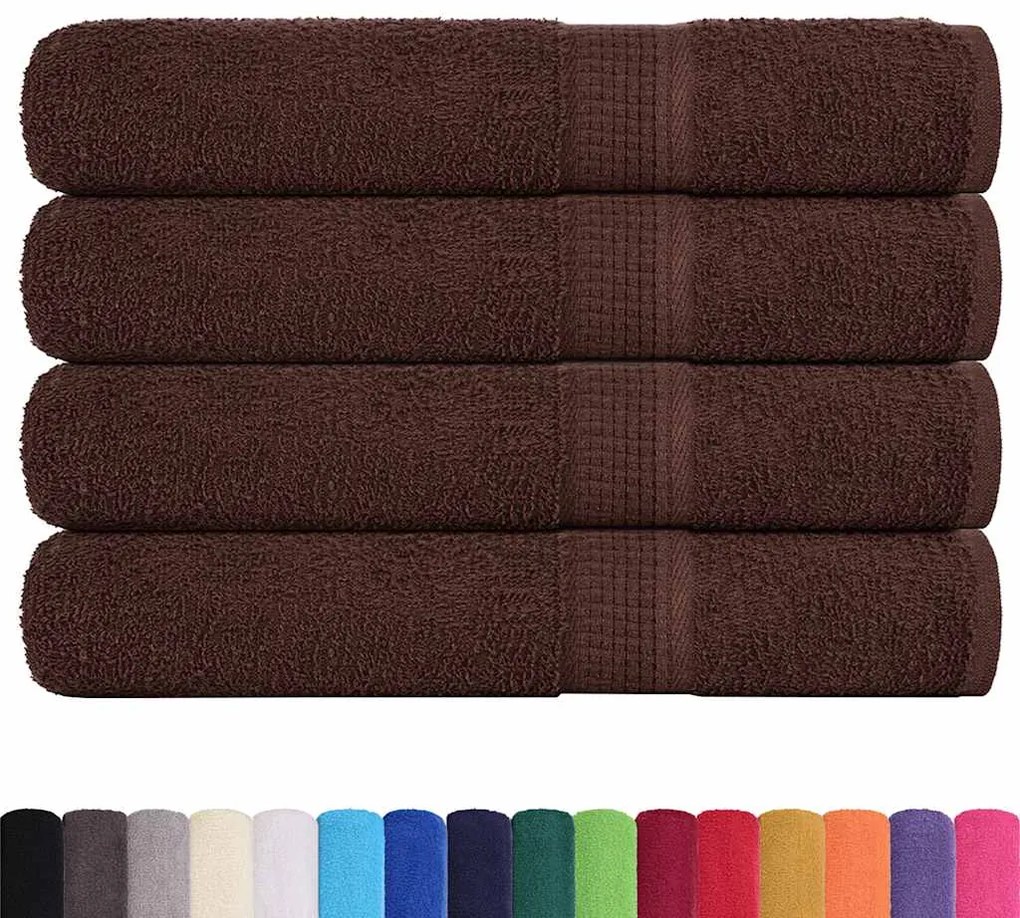 Toalhas de sauna 4 pcs 80x200 cm 360 gsm 100% algodão castanho