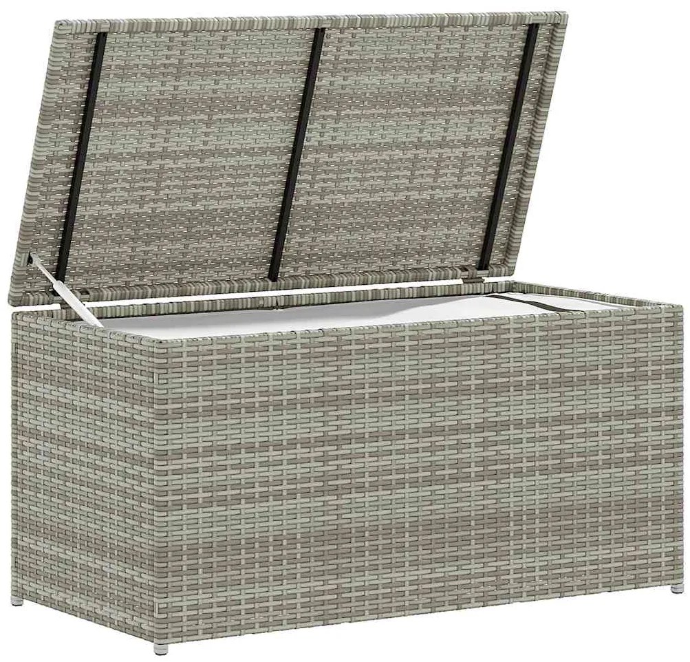 Caixa de arrumação para jardim 100x50x50 cm vime PE cinzento