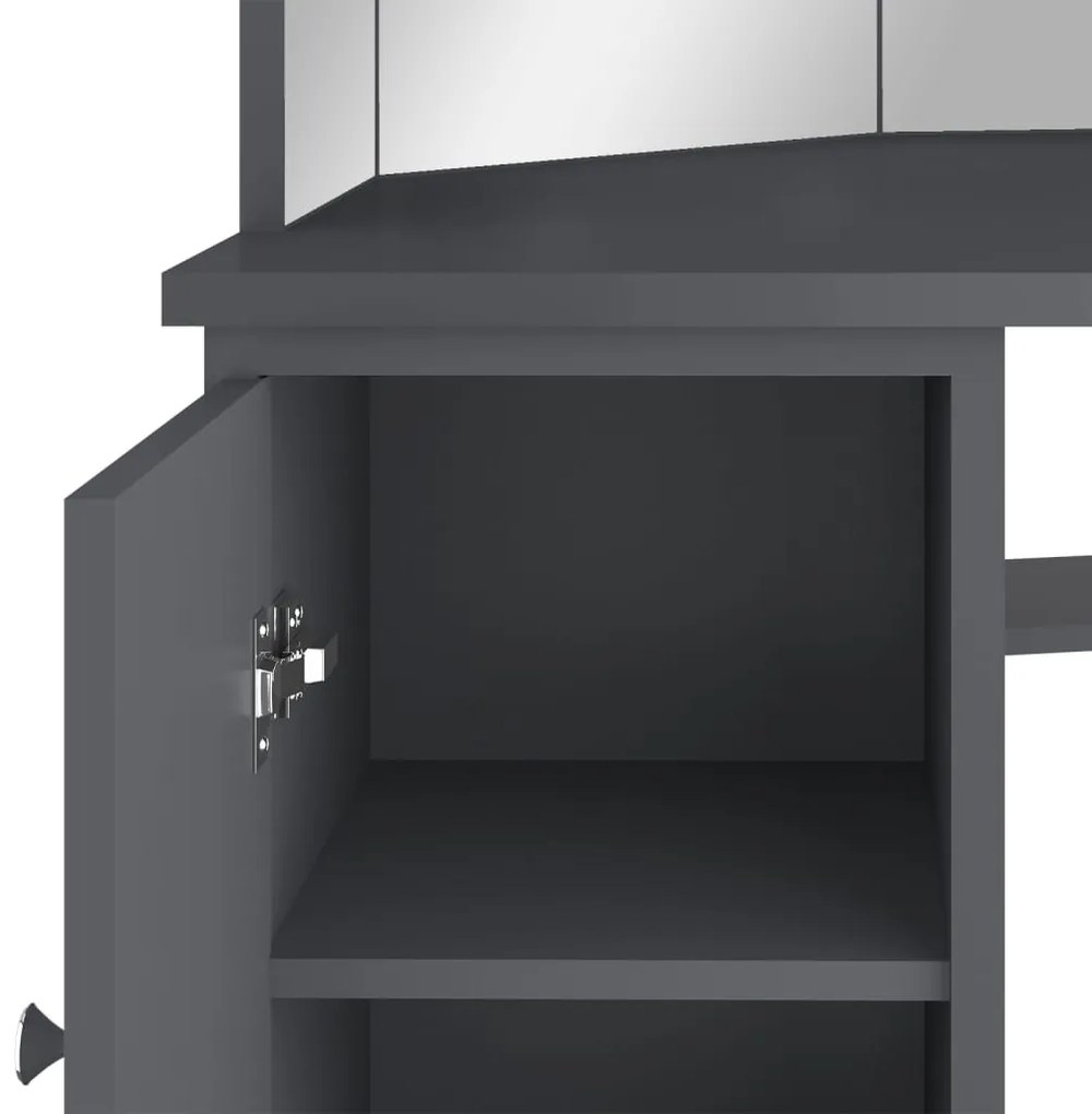 Toucador de canto com LED 111x54x141,5 cm cinzento