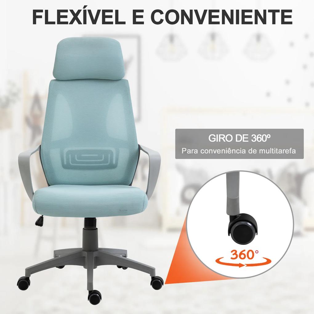 Cadeira de escritório ergonômica inclinável Altura ajustável 64x58x116-126 cm Azul