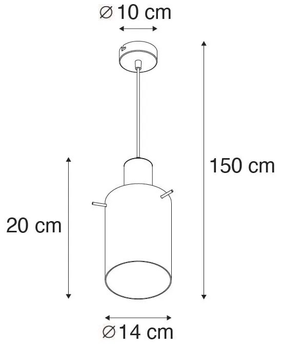 Candeeiro de suspensão vintage preto com vidro fumê - Vidra Moderno