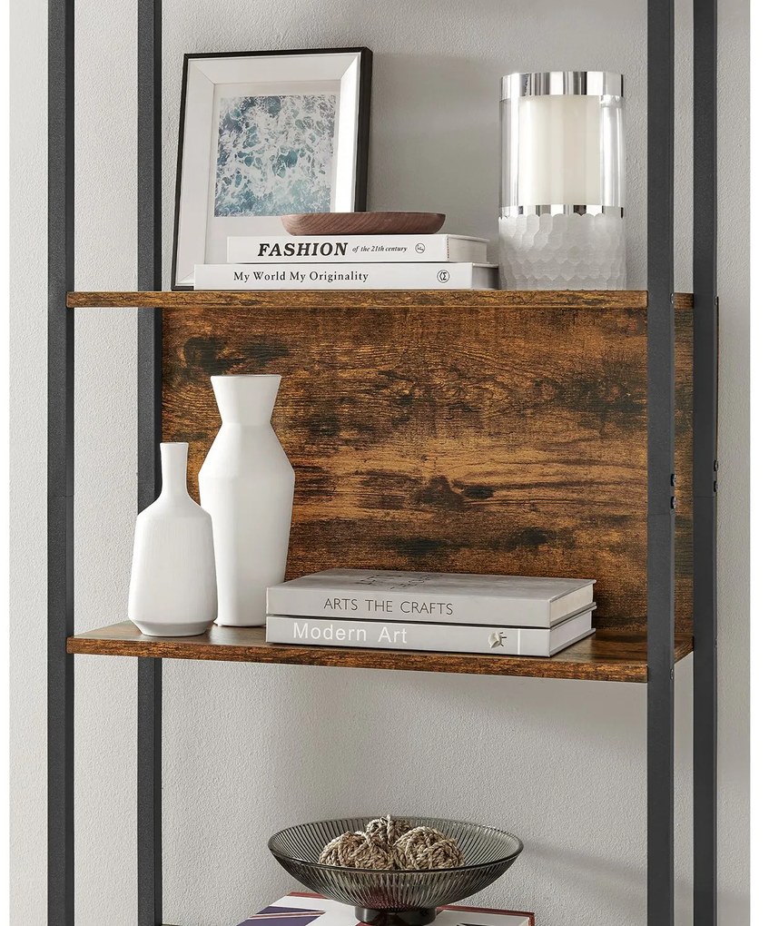 Estante com compartimentos abertos 60 x 24 x 186 cm Castanho Vintage-preto