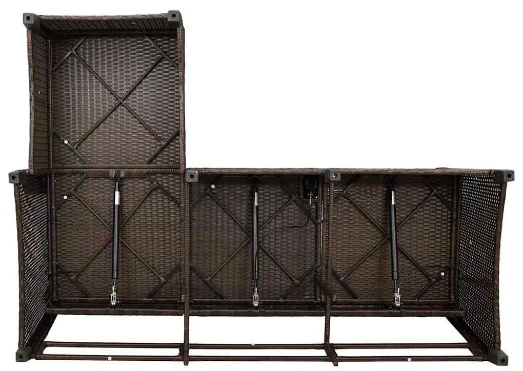 3 pcs conjunto sofás de jardim com almofadões em L vime PE