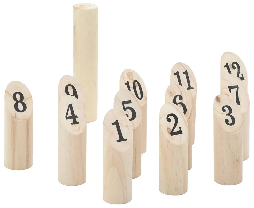 Conj. jogo Kubb numerado 13 pcs c/ saco transporte pinho maciço