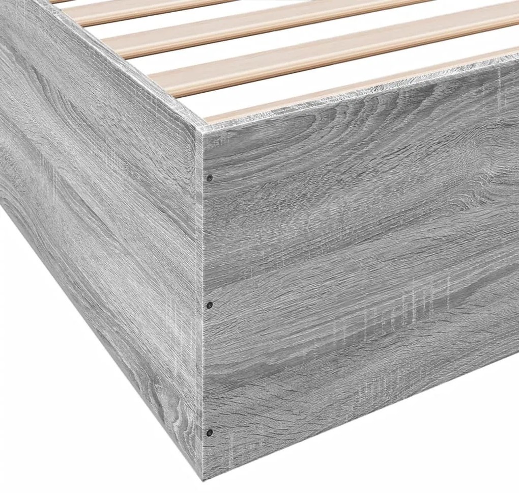 Estrutura de cama 180x200 cm derivados de madeira cinza sonoma