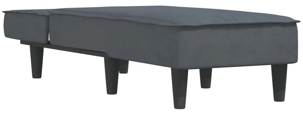 Chaise longue veludo cinzento-escuro